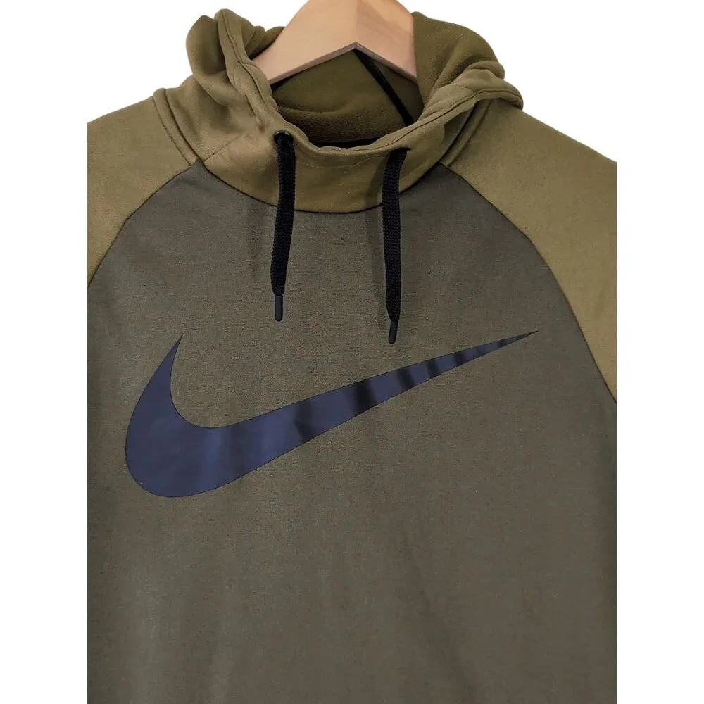 Nike Hoodie Mens S Green Therma‎ Swoosh Essential Pullover Dri Fit Sweatshirt